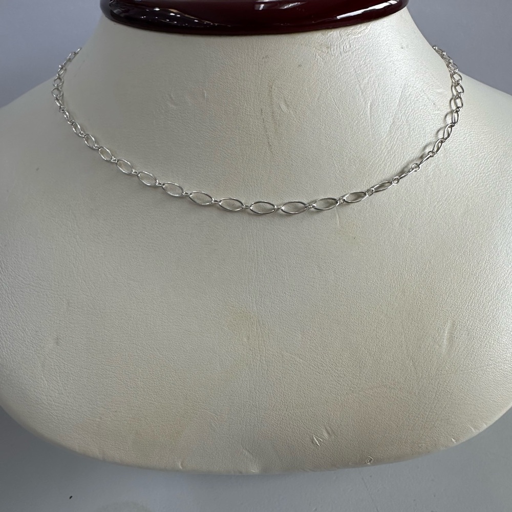 Sterling Silver Oval Link Choker Necklace - Silver
